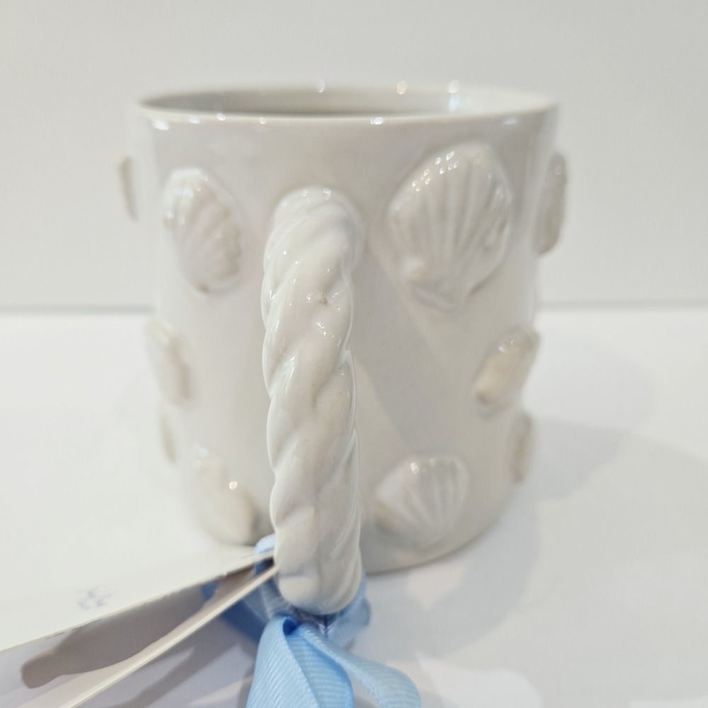 Sunday Morning Ceramics Mug Shells Shell Seaside Harbor Artisanal White New! - Picture 4 of 10
